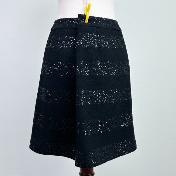 Ann Taylor LOFT Black Sequin Wool Blend Mini Skirt - Picture 6 of 8